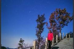 Walking down the Surkanda Peak, on the Holi Full Moon night. Orion in the sky. Huawei P30 phone shot.