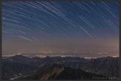 From the vantage point of Surkhanda Devi in Saklana Range, foothills of the Himalaya, looking towards south (heading ~200°) you can see the area of Jolly Grant and Doiwala. In this image Dehradun lies towards the right, just outside of the frame, though you can see the shining lights from the capital.
Beyond the lights of Doiwala and Jolly Grant (middle of the image) you can see the darkish Shivalik Range. Follow the Shivalik towards the left, and where the hills end, the Ganga flows southwards, that's Haridwar.
Lights from the towns of Roorkee and Saharanpur can be seen beyond.